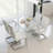 Modern Rectangular Glass Dining Table with Tempered Glass Top and Silver Metal Legs