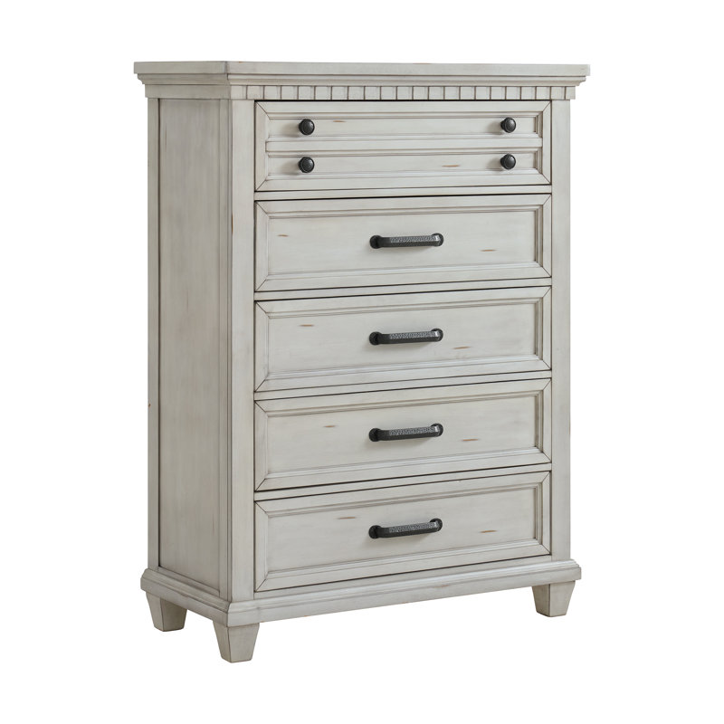 Commode 5 tiroirs Millwood Pines Aleydis, Blanc antique