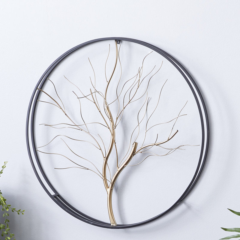 Décoration murale arbre en métal avec cadre noir