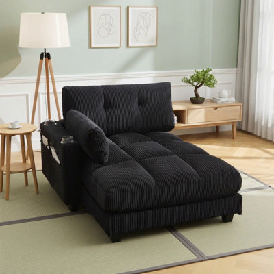 UNITED WE WIN Sleeper Sofa Couch Bed, Oversized Chaise Lounge With Adjustable Armrest And USB Charging