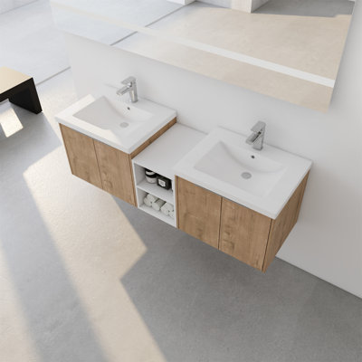 Meuble-lavabo double 60 po avec comptoir