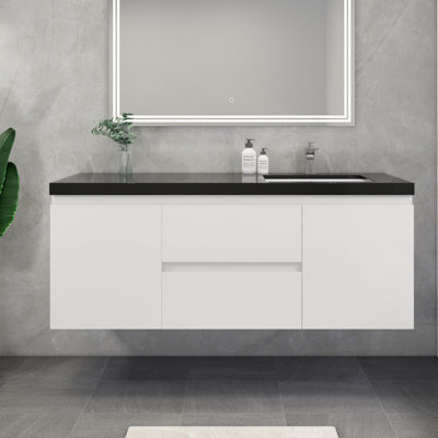 Castin 60" Wall-Mounted Single Right Sink Bathroom Vanity Set