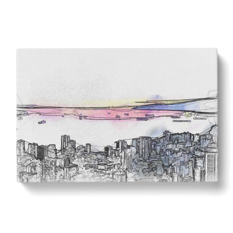 Vancouver Canada Skyline In Abstract - Wrapped Canvas Print, 35cm H x 50cm W x 3cm D