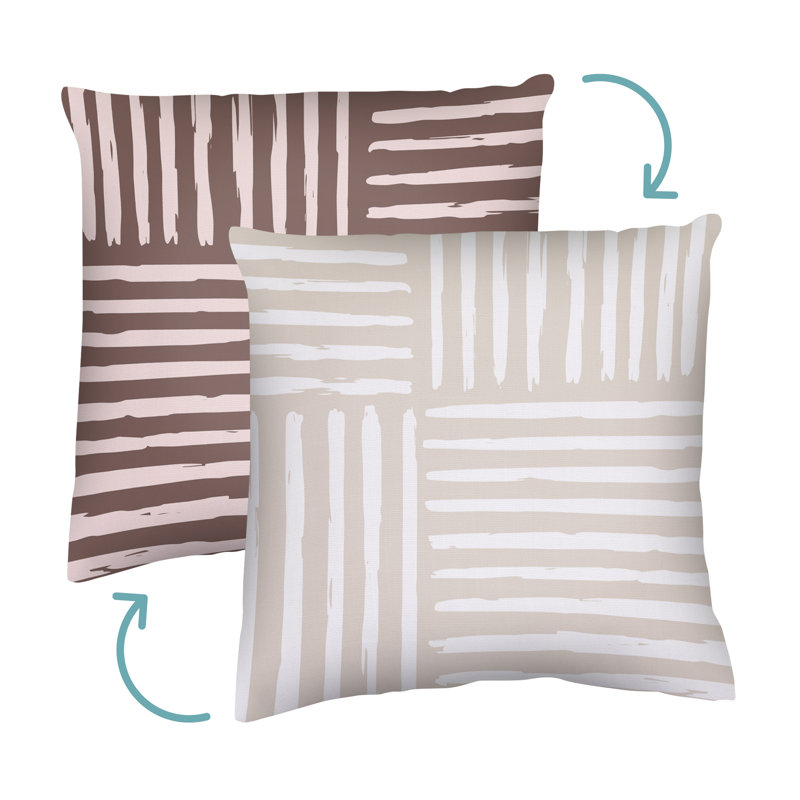 Coussin décoratif Earthy Boho, H 18 po x l 18 po, Brun rayé