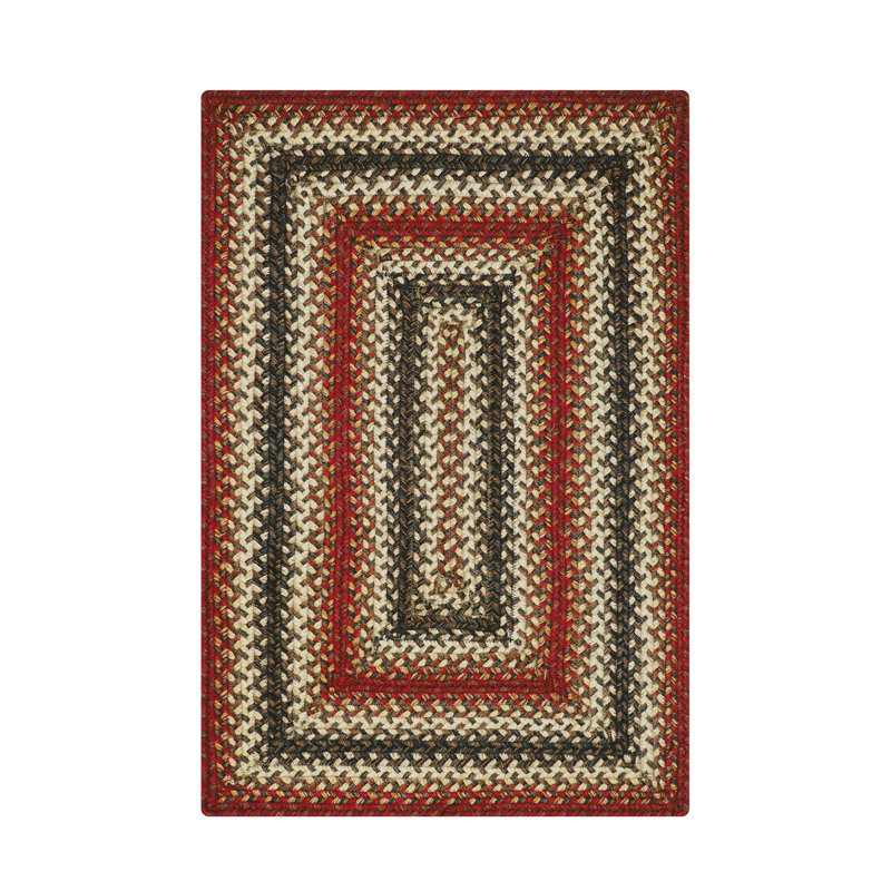 Cozell Braided Jute Non-Shedding Premium Red/Gold/Cream Rug, Rectangle 5' x 8'