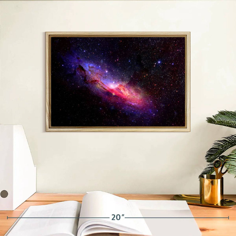 Galaxie dans l'espace, Cadre flottant en bois naturel, 13 po x 9 po