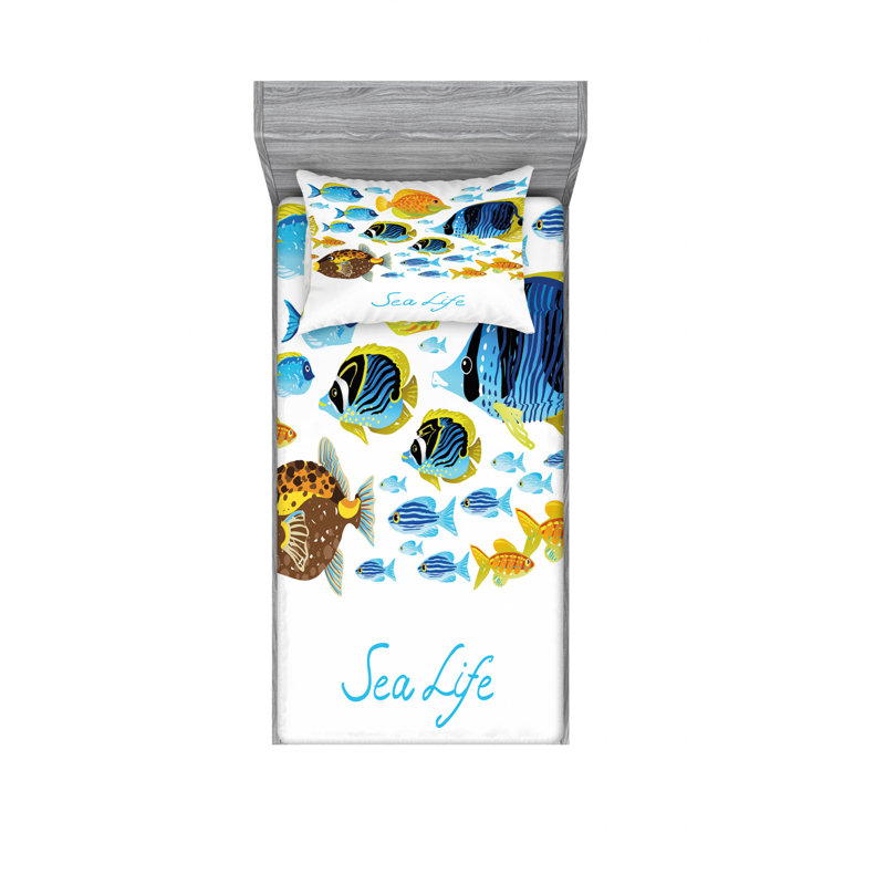 Ensemble de draps Tropical Fish Creatures, Taie d'oreiller pour lit simple TG