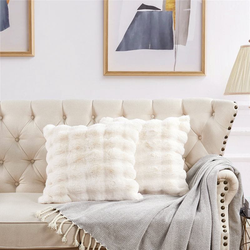 Square Cushion Cover, White
