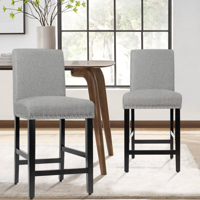 Bilus Upholstered Linen Blend Counter Stool