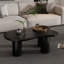Table basse de 44 po x 25,9 po à assemblage facile avec plateau de 1,5 po d'épaisseur, table de bout irrégulière de style avec 3 pieds robustes, table centrale élégante avec bord rond pour le salon-429270446-423121103