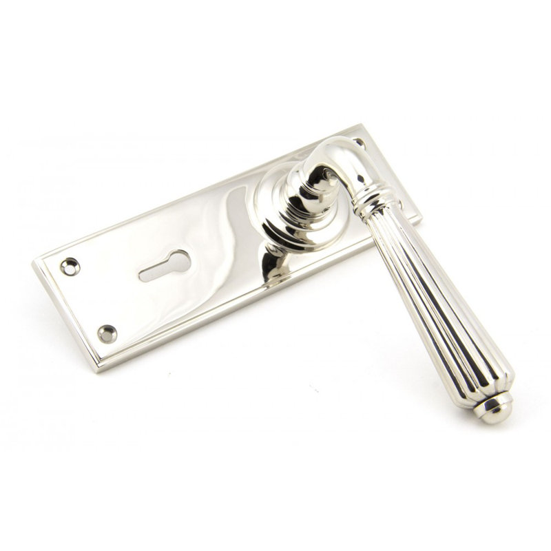 Hinton Lock Door Handle Kit, Polished Nickel