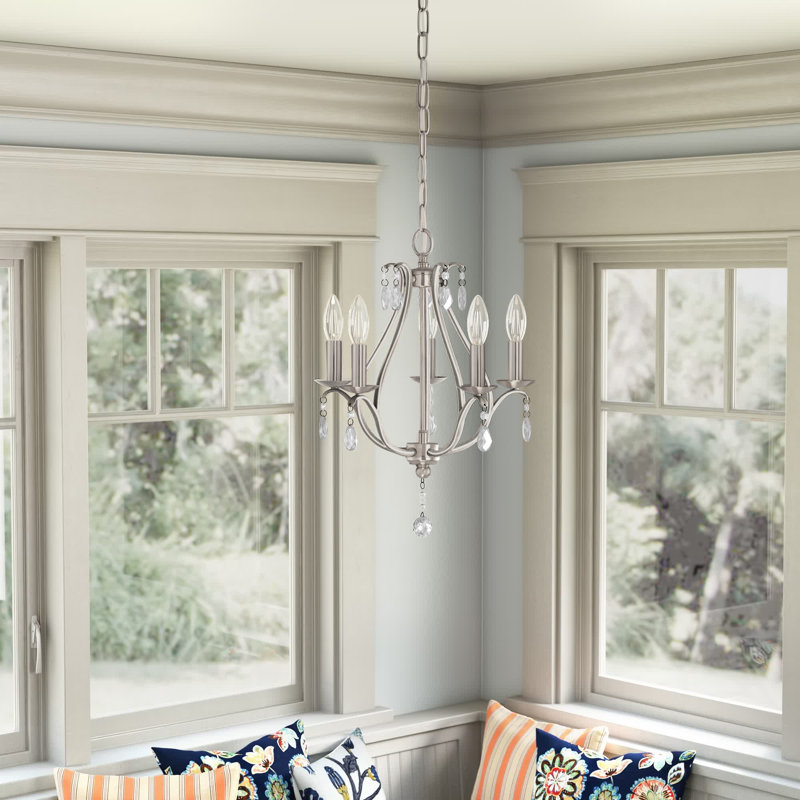 Negron 5 - Light Empire Chandelier, Antique Linen, Clear