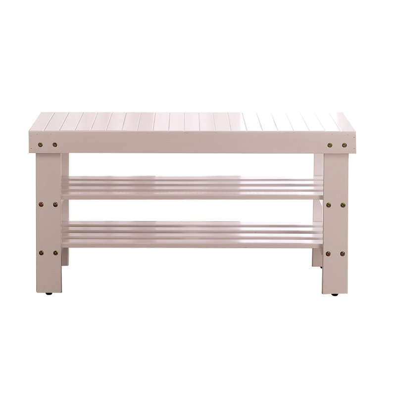 Solid Wood Shoe Bench In White - Strong And Practical Item With Shelf Strong, Simple To Assemble, White Wood