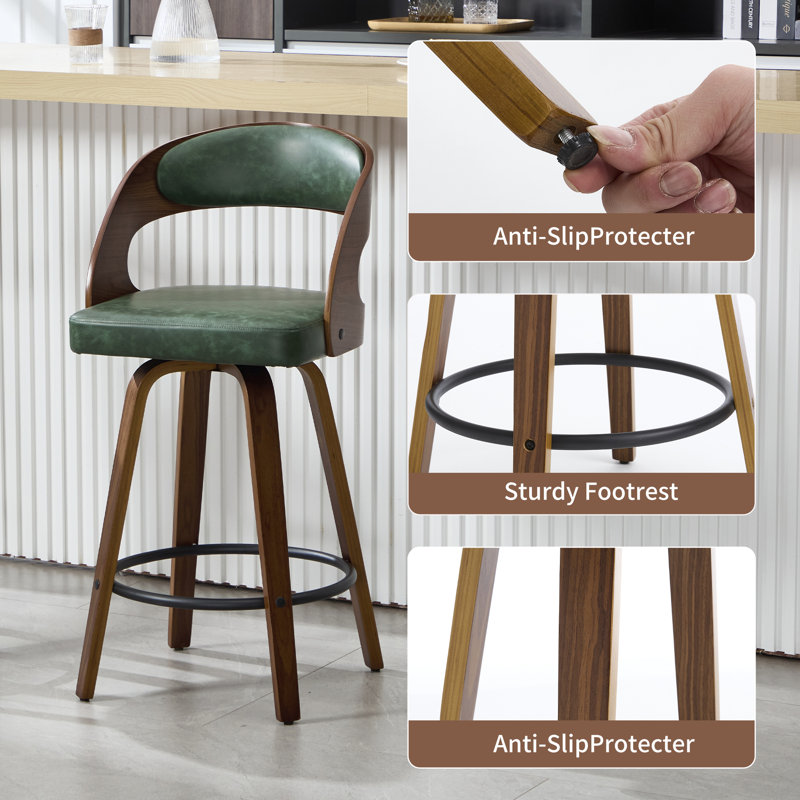 Swivel Counter Bar Stools Set of 2, Green, 2