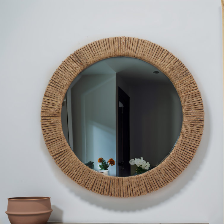 CKK Home Decor 16.5 Round Decorative Rope Wall Mirror with Loop Hanger Tan  - Stonebriar Collection - ShopStyle