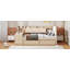Lit de jour rembourré avec tiroirs, tablettes, armoires rabattables et table d'appoint-1829692558