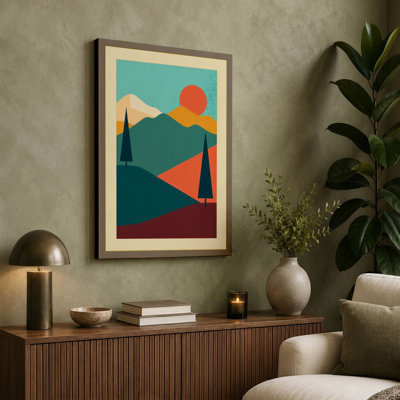 Mountains at Dusk Retro - Wrapped Canvas