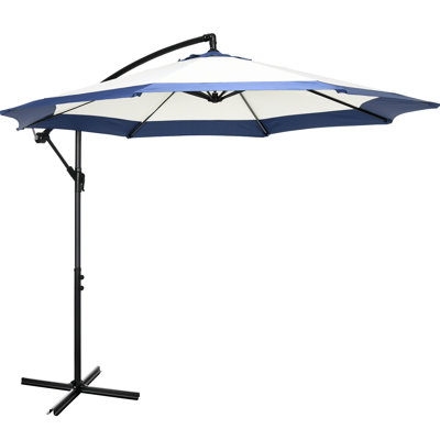 Cantilever Umbrella, Offset Patio Umbrella With Crank And Cross Base For Deck, Backyard, Pool And Garden, Hanging Umbrellas