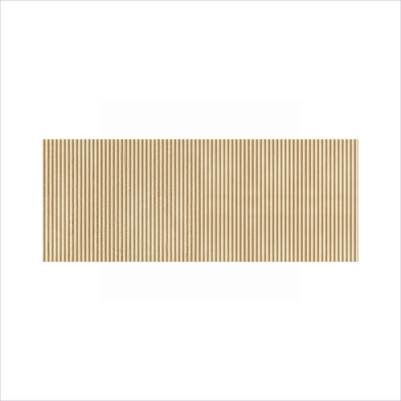 60.8 Inch Wavy Bohemian Wall-Hanging Headboard, MDF Build With Vertical Wood Grain Design For Bedroom, Brown