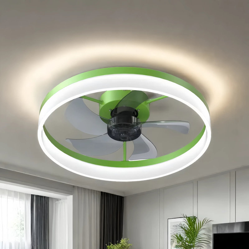 Ventilateur de plafond intégré à profil bas avec éclairage à intensité variable - Télécommande à 5 vitesses et minuterie 1/2 heure - Pales en frêne noir - Moteur à courant continu écoénergétique