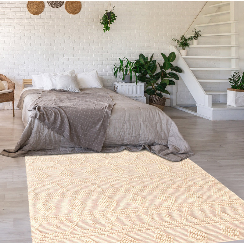 Tapis ivoire en laine tressé à la main Baugh