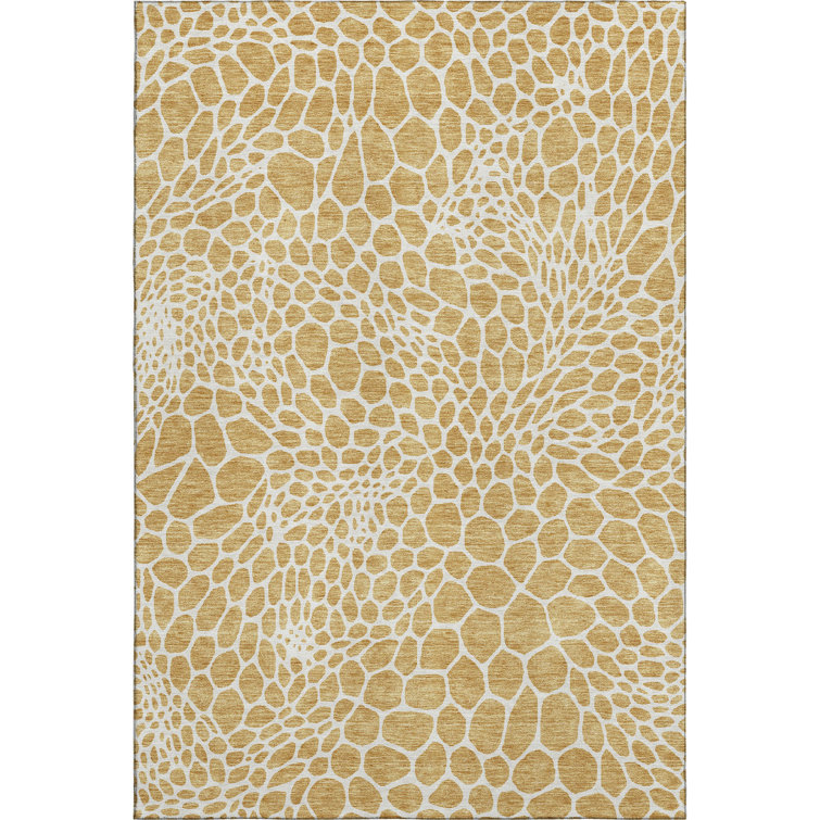 Premium Machine Washable Prisco Gold Rug
