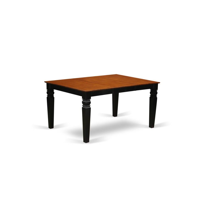 7 Piece Dining Set Consist of a Rectangle Dining Room Table with Butterfly Leaf and 6 Linen Fabric Upholstered Chairs, 42x60 Inch, Black & Cherry