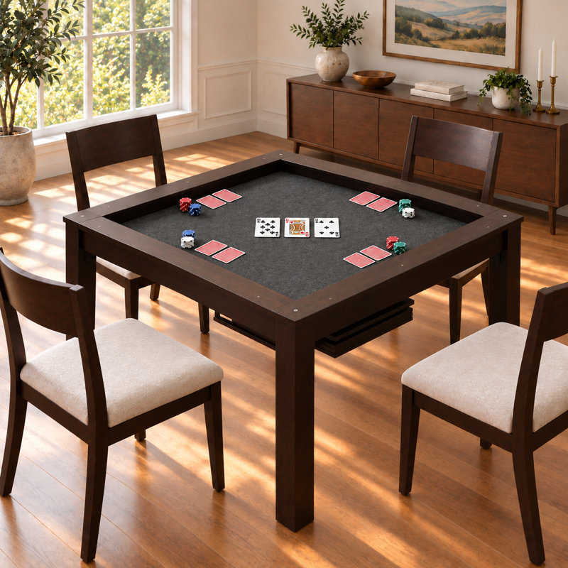 47.2'' Board Square Convertible Board Game Table with Removable Top for 4 Players