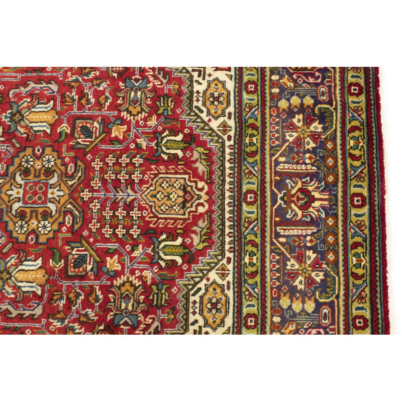 One-of-a-Kind Rectangle 6'3" X 9'7" 1970s Wool Area Rug in Red/Beige