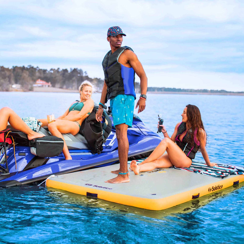 Solstice 8 x 5 ft Yellow and Gray Inflatable Floating Dock Platform