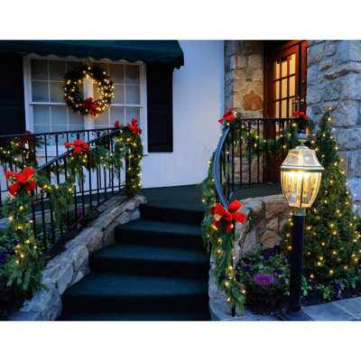 Guirlande de Noël 40 pieds, guirlande de pin artificiel 2 brins pour fête de mariage, escaliers, décoration de cheminées, utilisation extérieure / intérieure