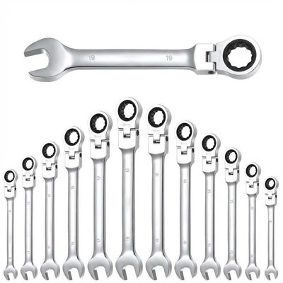 Ratcheting Wrench Set 12pcs, Metric Fixed Head Wrench Set, Combination Wrench Set, Metric 9-18mm, 72-Teeth,Cr-V Steel Ratchet Wrenches Set with Bag for Motorcycle/Car/Mechanical Etc.