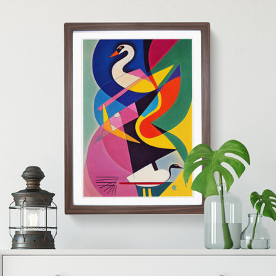 Swan In Abstract - Single Picture Frame Print