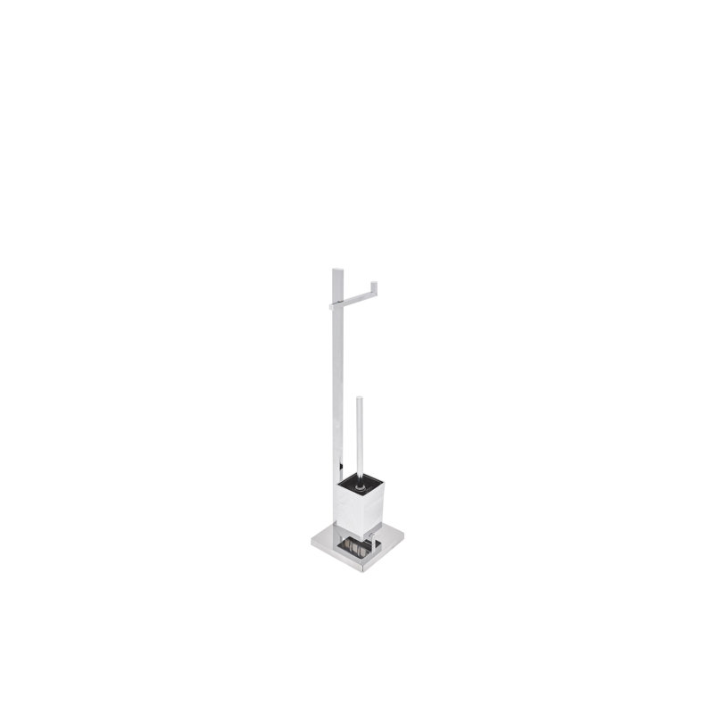 Alfie Free-Standing Toilet Roll & Brush Holder, Silver