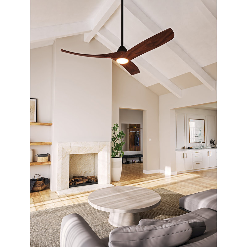 Ventilateur de plafond moderne à DEL 60 po Baylor, Noyer foncé