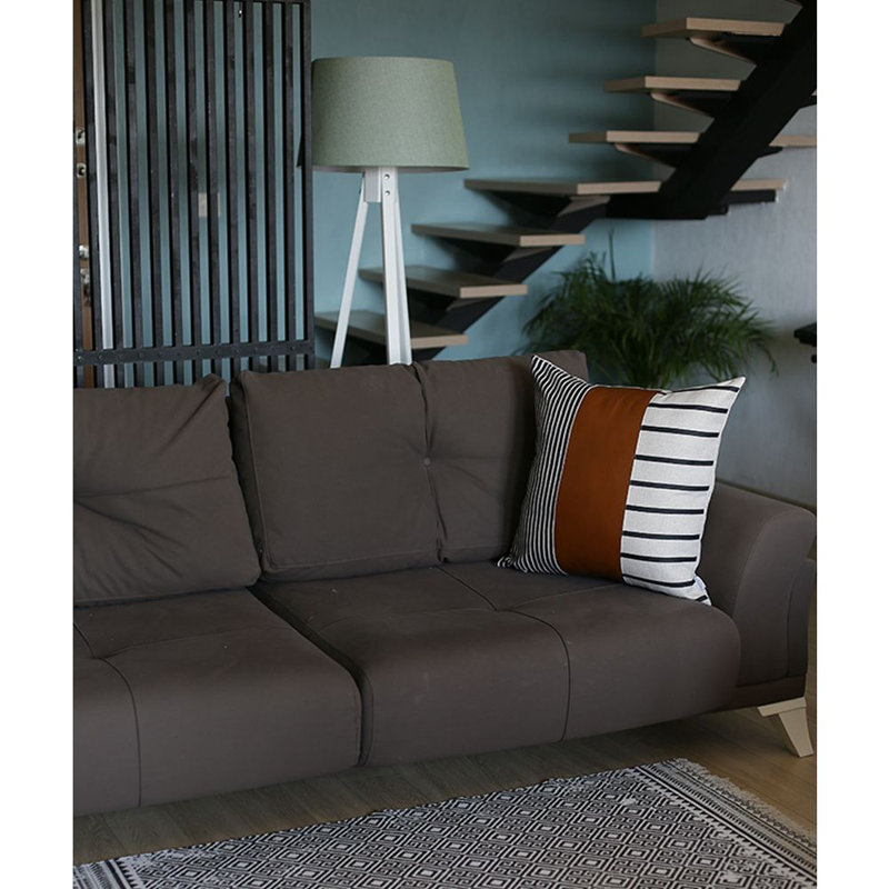 Bohemian Brown and Black Geometric Faux Leather Pillow Covers Set