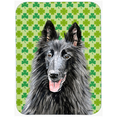 Caroline's Treasures Shamrock Lucky Irish Belgian Sheepdog St. Patrick's Day Portrait Glass Cutting Board
