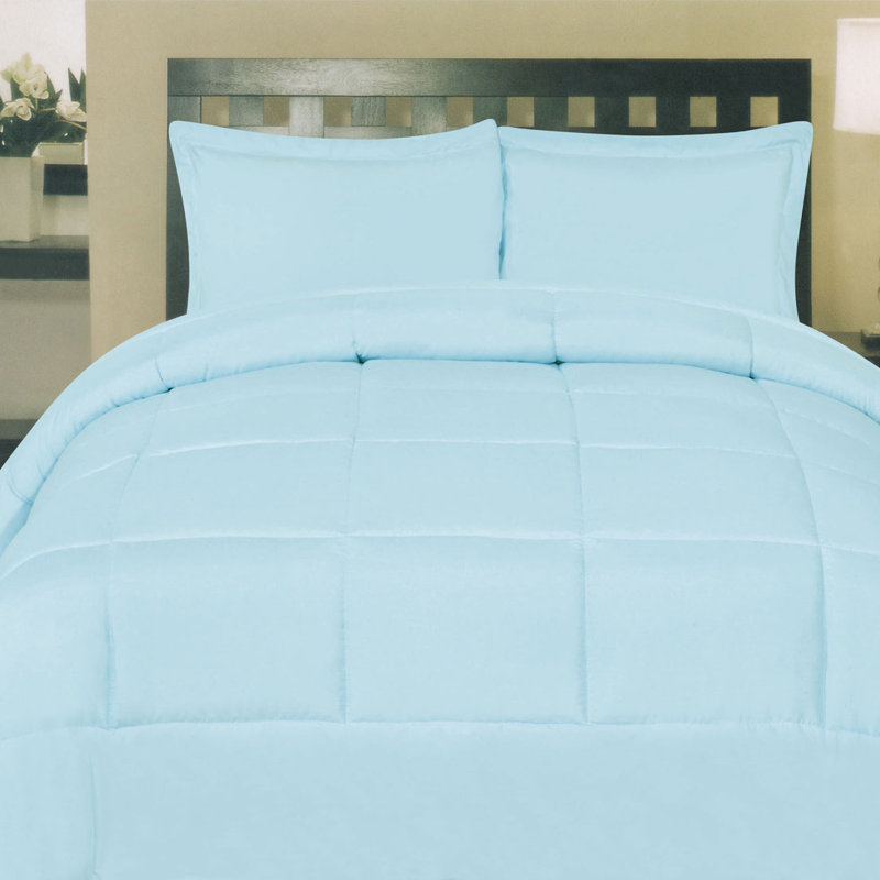 Édredon réversible uni et réversible en duvet synthétique toutes saisons, Édredon grand, Bleu pâle