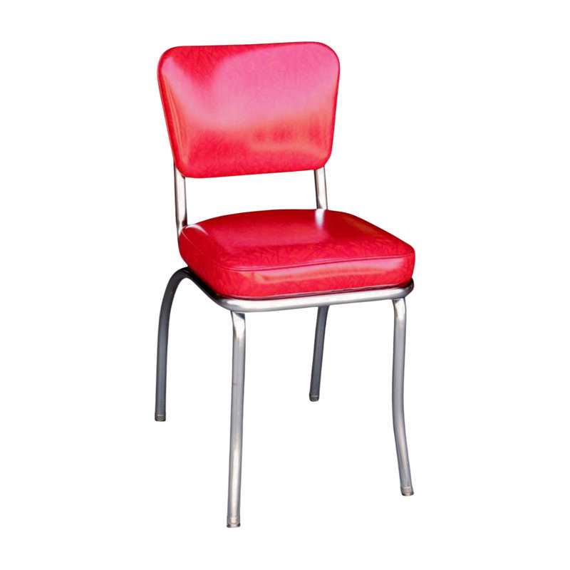 Chaise de salle à manger rembourrée rétro, Rouge glace fissurée