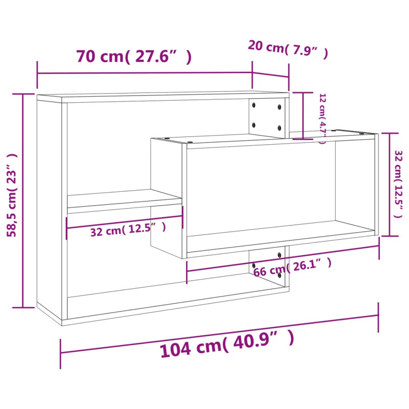 Wall Shelf 104x20x58.5 cm Engineered Wood, Sonoma Oak