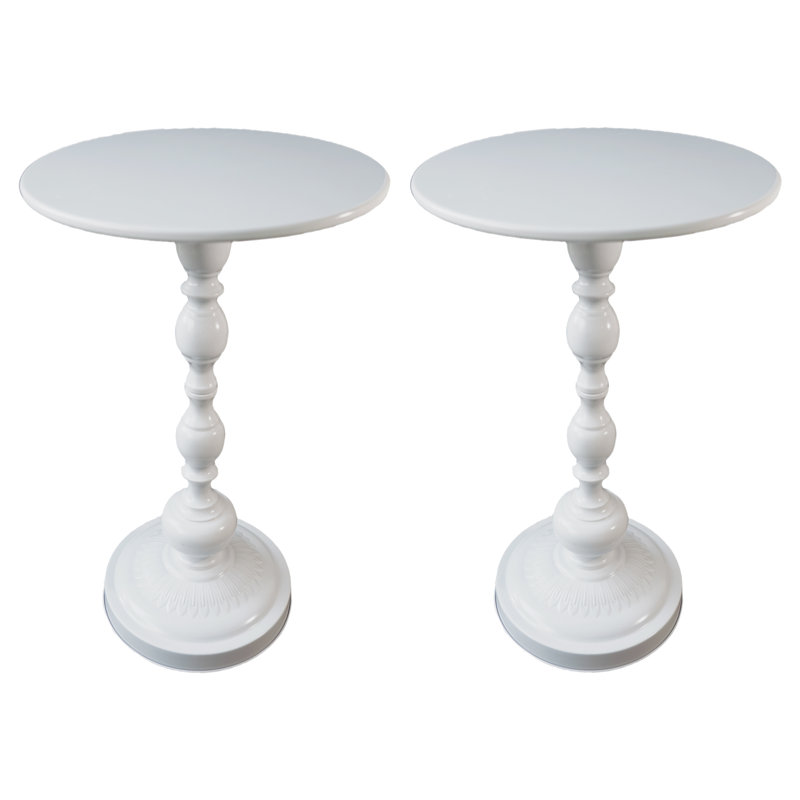 2 pièces Table d'appoint Table de bout pour canapé-lit et petites tables de chevet, White