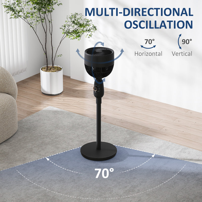 17 Stories 91cm Oscillating Pedestal / Standing Fan Fan, Black