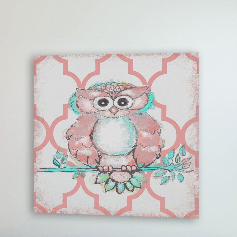 "Coral Owl" par Reesa Qualia, reproduction sur toile tendue, H 18 po x l 18 po x P 1,5 po