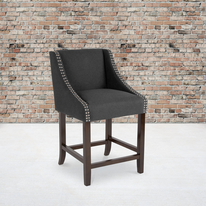 Padmukh Upholstered Counter Stool, Charcoal, Counter Stool (24" Seat Height)