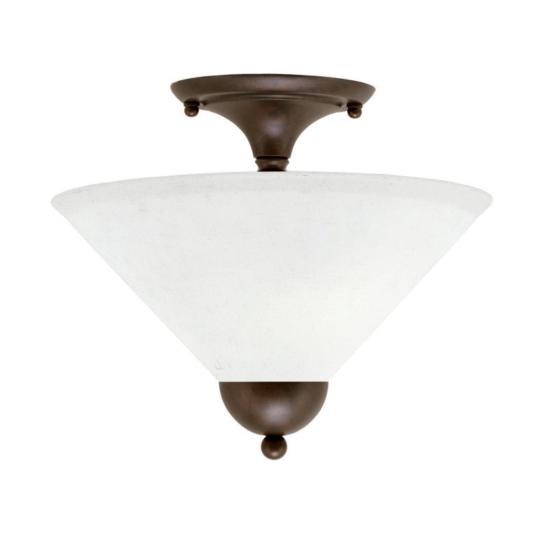 Magar Semi-Flush 2 Bulbs With 12" Glass, Bronze , White Muslin