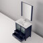 Bleu marine, 30 po W, meuble-lavabo, comptoir en céramique blanche, robinet monotrou, 28 cuves à miroir pleine grandeur ovales en acier inoxydable
