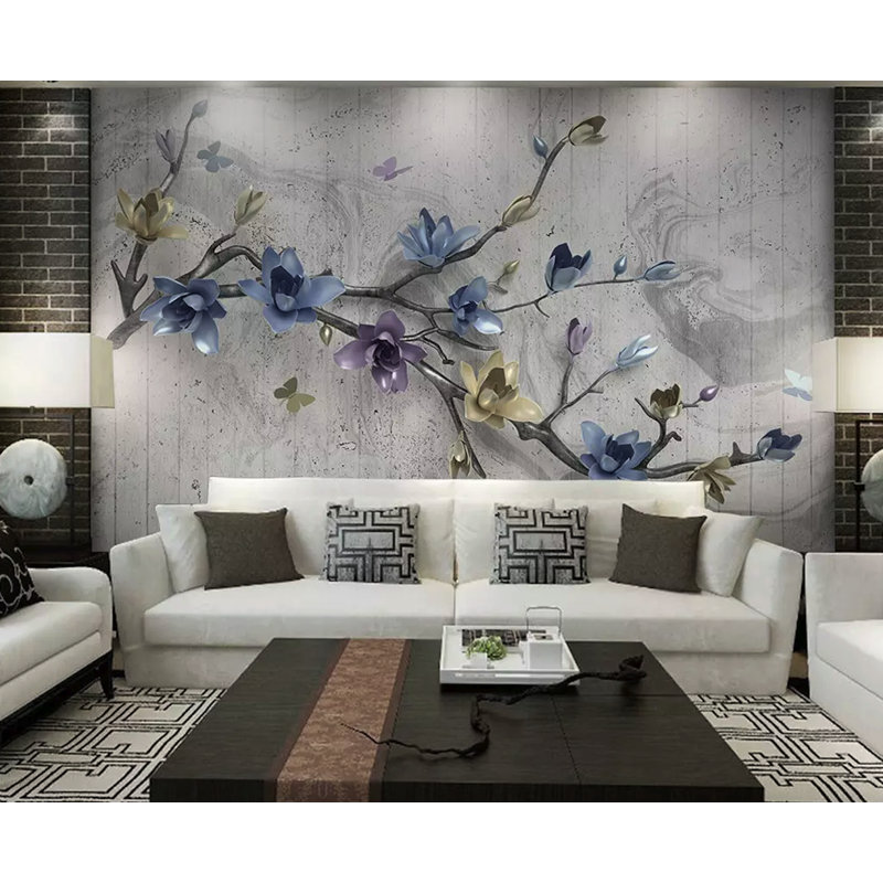 Papier peint texturé amovible 3D Magnolia Blossom, l 204 po x L 114 po