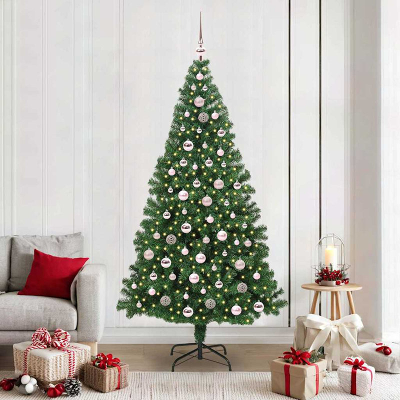 vidaXL Artificial Christmas Tree with 300 LEDs with Stand Green, 6.89 ft