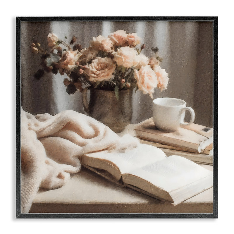 Giclée encadrée, "Morning Coffee", par Riley B, H 17 po x l 17 po, Giclée encadrée noir minuit