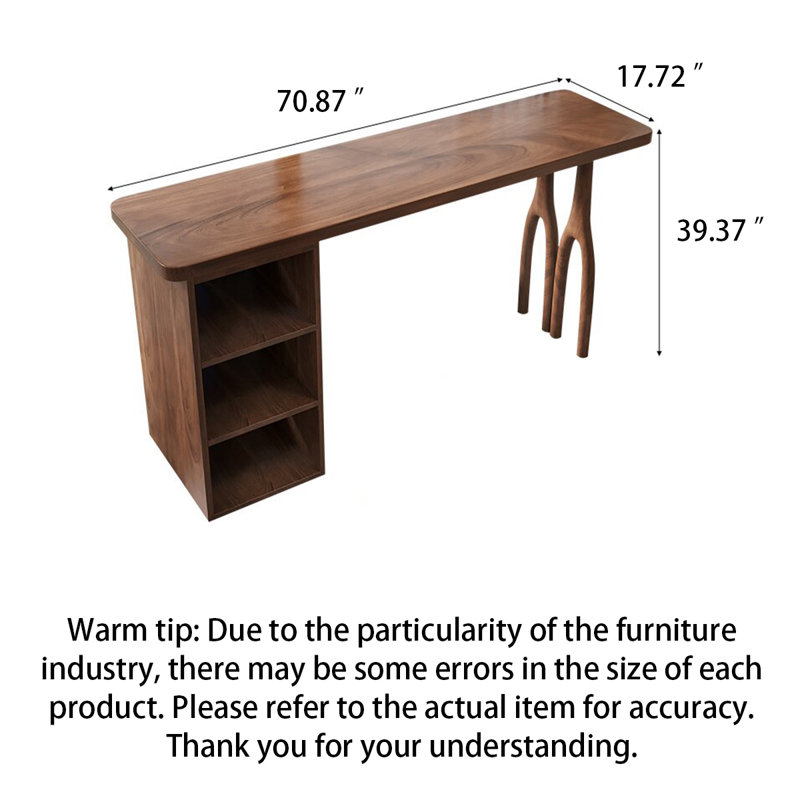 Table de bar minimaliste en bois avec rangement ouvert à plusieurs niveaux, 39.37" H x 70.87" W x 17.72" D